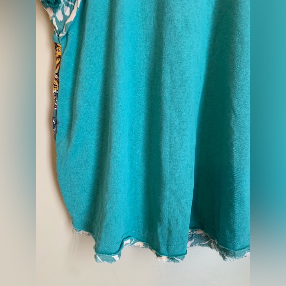 Umgee blouse, short sleeve shirt mixed prints media coastal boho festival - Picture 2 of 9